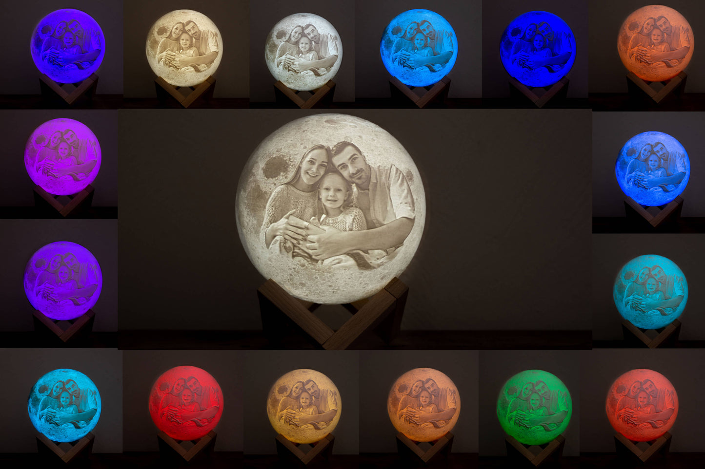 16 színes egyedi fényképes 3D hold lámpa.